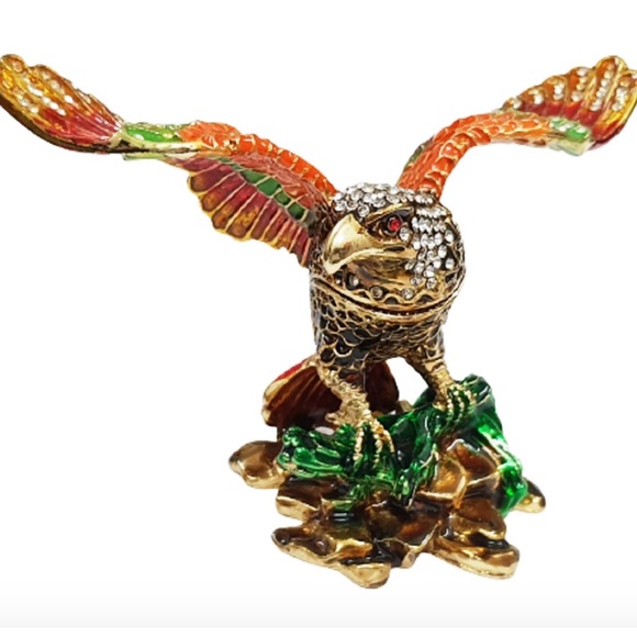 Colorful Eagle Figurine with Crystals w/hidden compartment new in packaging